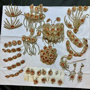 VINTAGE CHINESE OPERA DECORATIVE PINK/WHITE RHINESTONE HAIR ACCESSORY (大 頭 石)